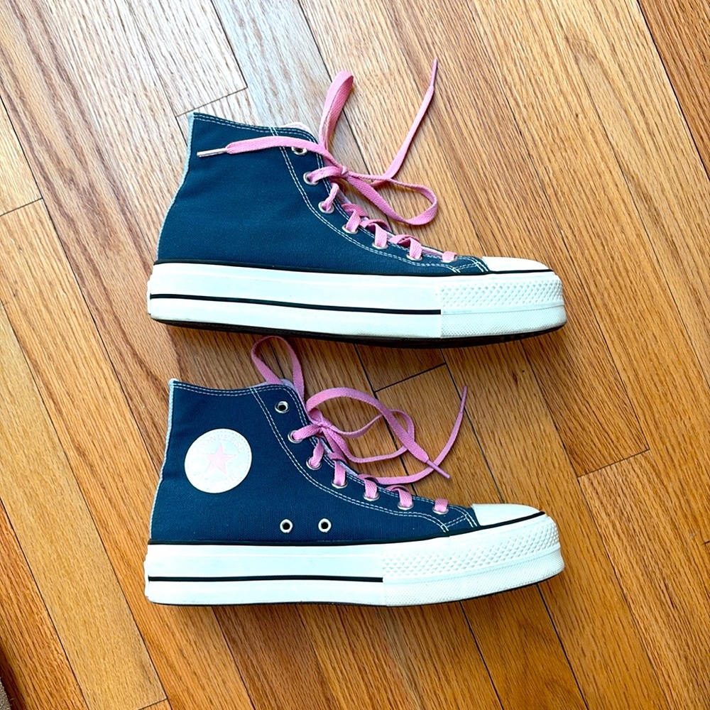 Converse: High Top Sneakers, Size W9, Ocean Blue - Picture 3 of 7